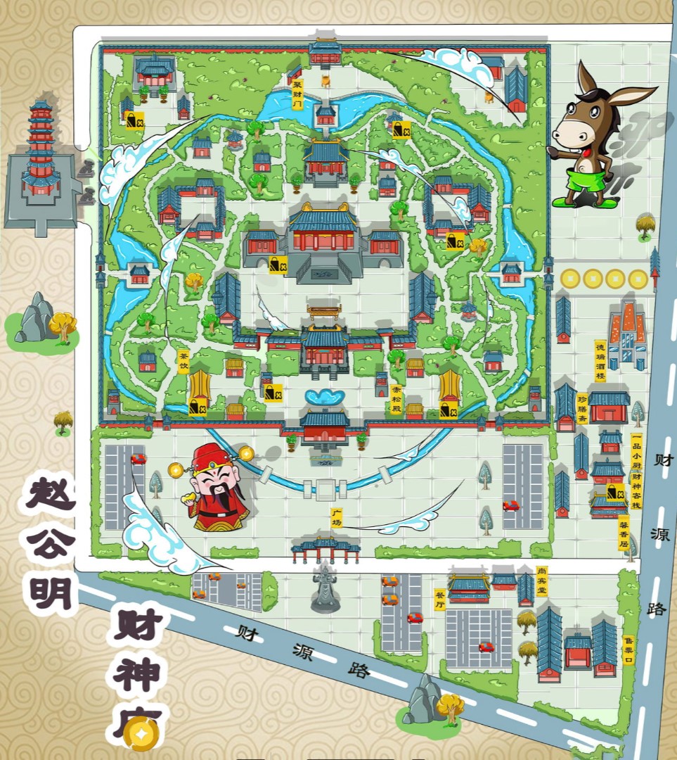 安州寺庙类手绘地图